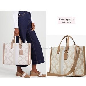 【kate spade】Stripe Manhattan Large Tote/NWT!!